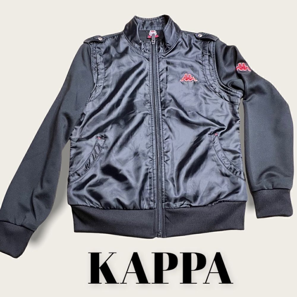 Kappa Kids track jacket unisex black full zip. L 14/16